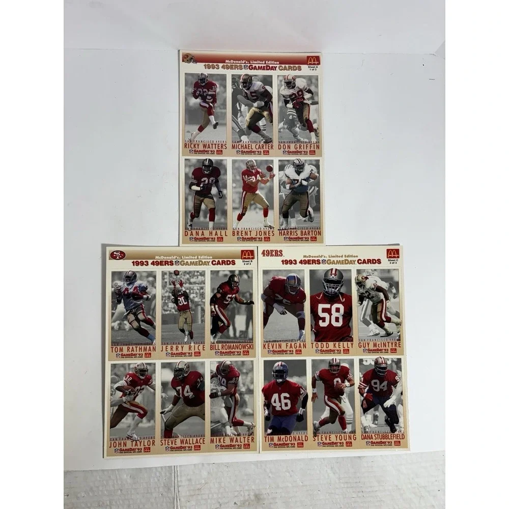 10x McDonald's Limited Edition NFL 1993 S Francisco 49ers GameDay Football cards